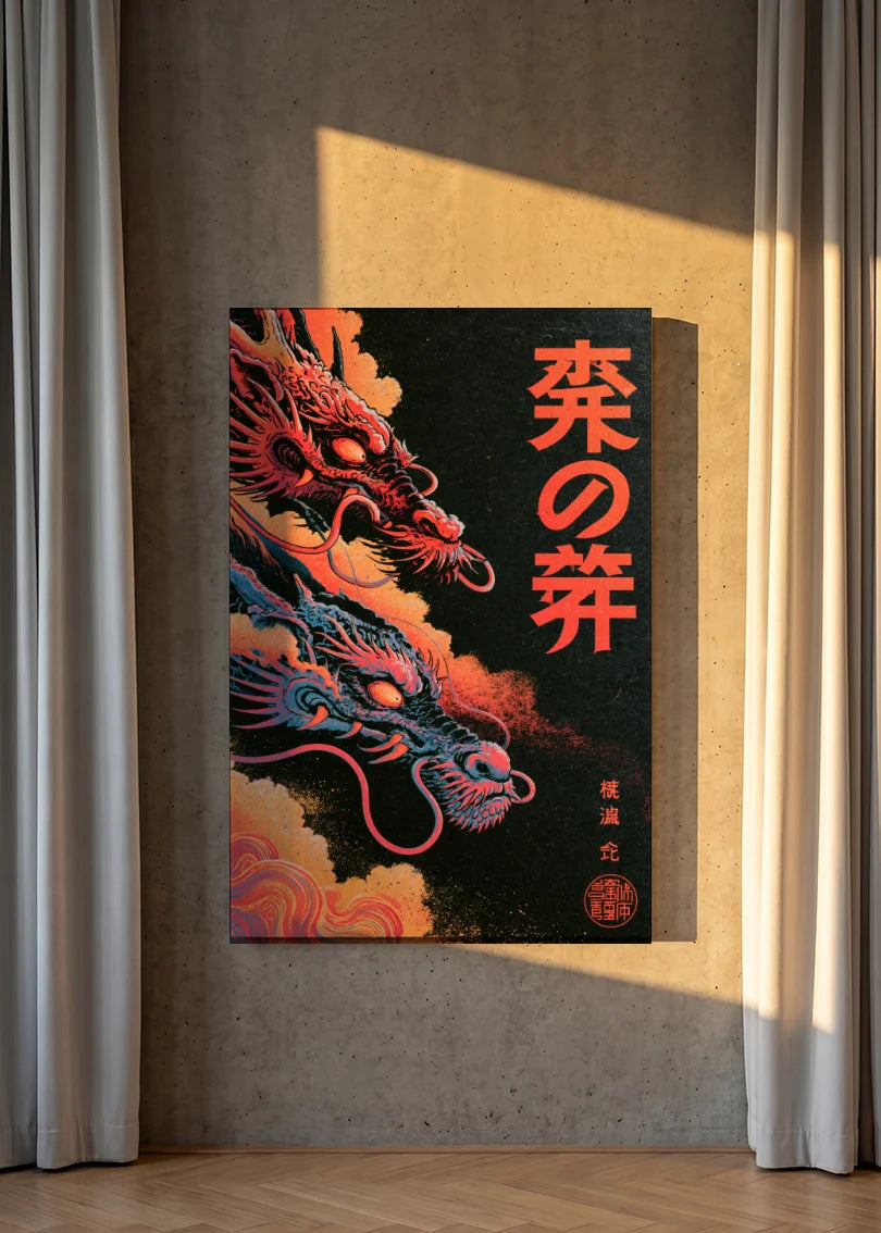 Akustikbillede med Japan Retro-motiv nr. 57 – i lyst rum
