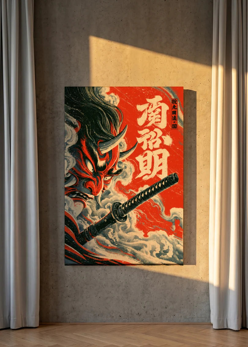Akustikbillede med Japan Retro-motiv nr. 58 – i lyst rum