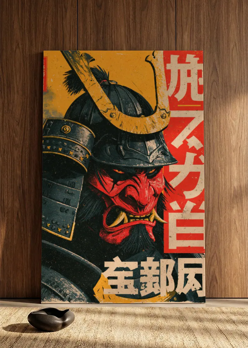 Akustikbillede med Japan Retro-motiv nr. 5 – i spisestuen