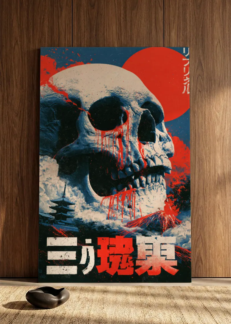 Akustikbillede med Japan Retro-motiv nr. 63 – i spisestuen