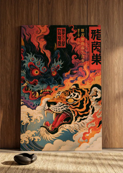 Akustikbillede med Japan Retro-motiv nr. 65 – i spisestuen