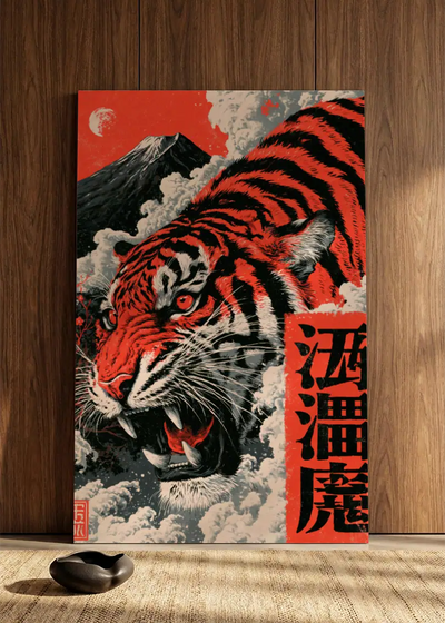 Akustikbillede med Japan Retro-motiv nr. 6 – i spisestuen
