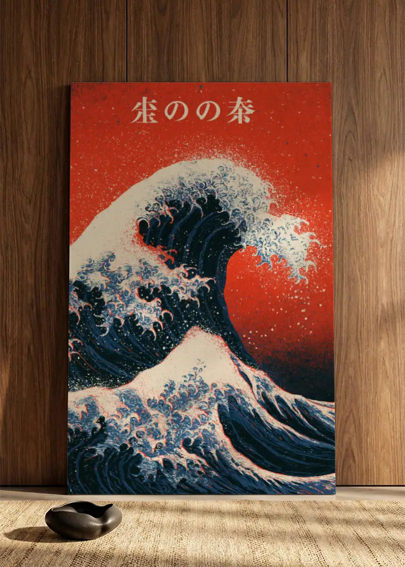 Akustikbillede med Japan Retro-motiv nr. 74 – i spisestuen