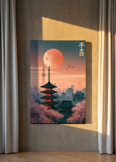 Akustikbillede med Japan Retro-motiv nr. 75 – i lyst rum