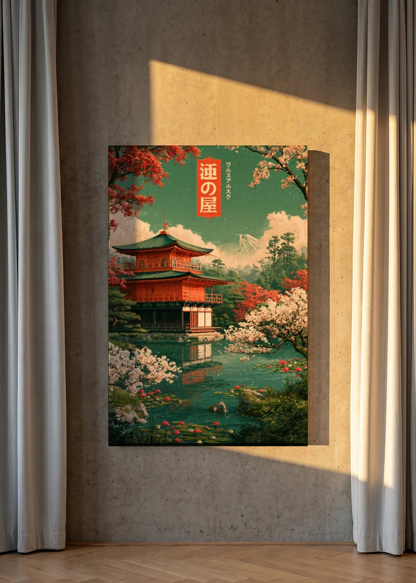 Akustikbillede med Japan Retro-motiv nr. 76 – i lyst rum