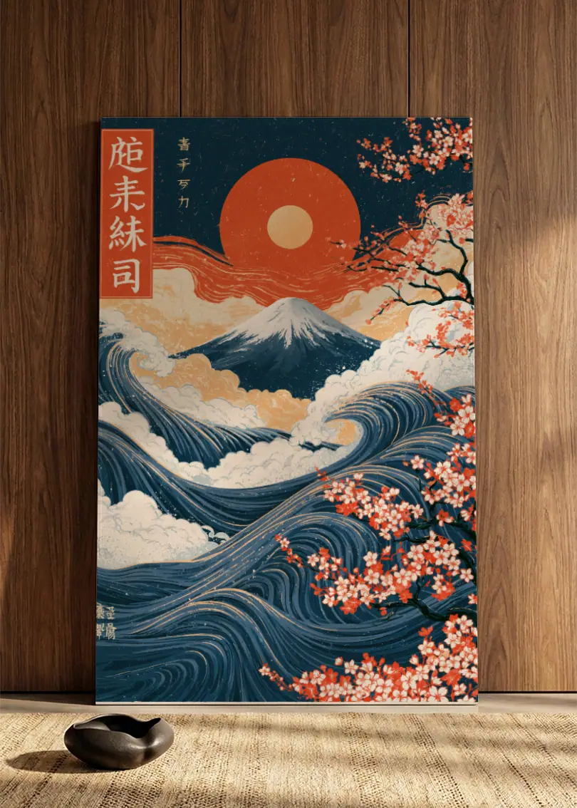 Akustikbillede med Japan Retro-motiv nr. 79 – i spisestuen