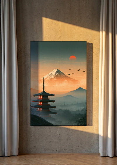 Akustikbillede med Japan Retro-motiv nr. 80 – i lyst rum