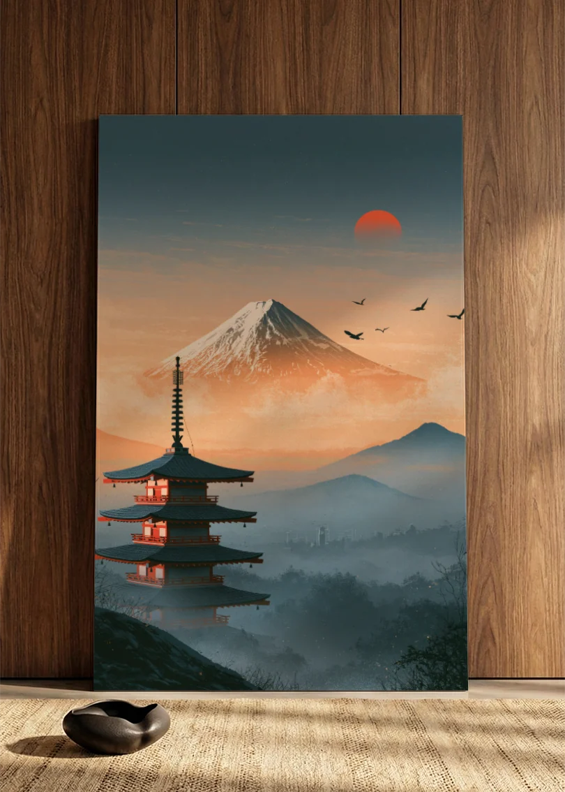 Akustikbillede med Japan Retro-motiv nr. 80 – i spisestuen