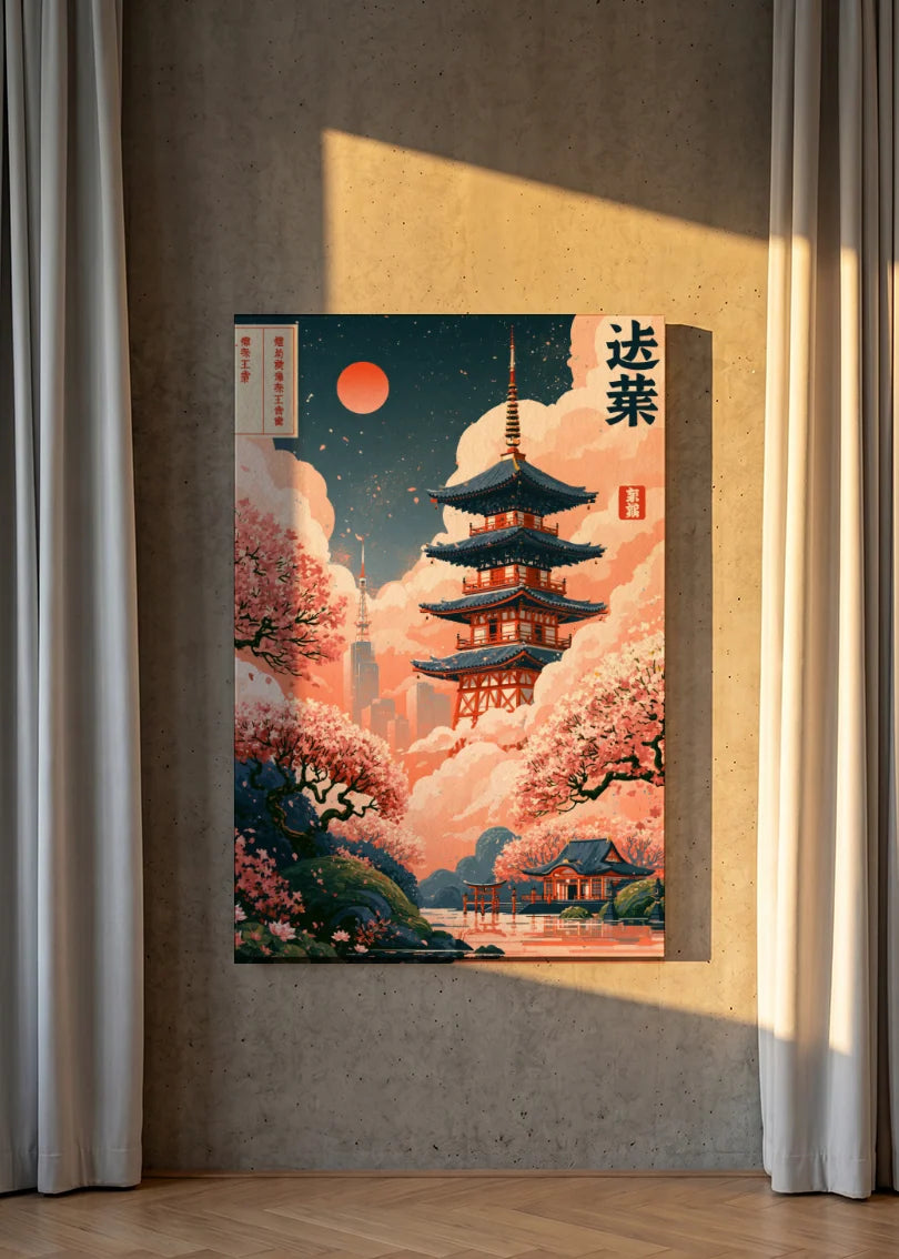 Akustikbillede med Japan Retro-motiv nr. 81 – i lyst rum