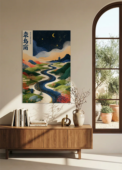 Akustikbillede med Japan Retro-motiv nr. 85 – i stuen