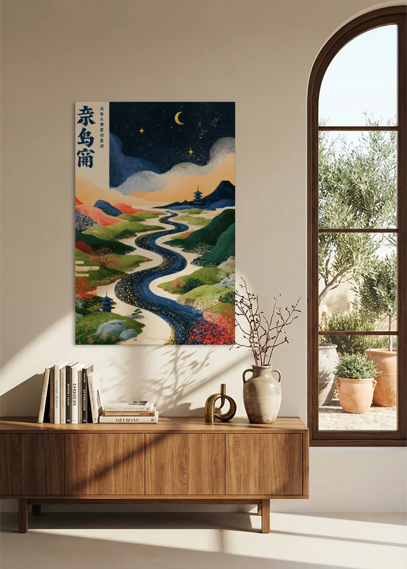 Akustikbillede med Japan Retro-motiv nr. 85 – i stuen