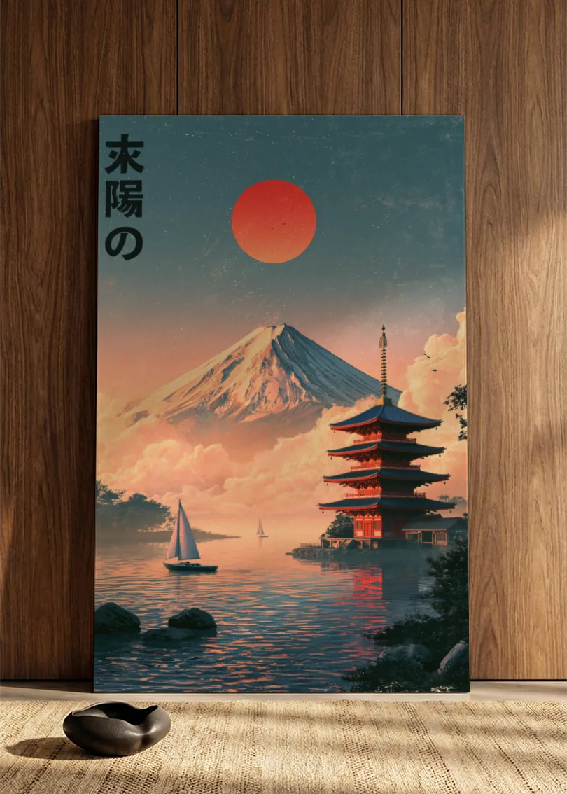 Akustikbillede med Japan Retro-motiv nr. 87 – i spisestuen