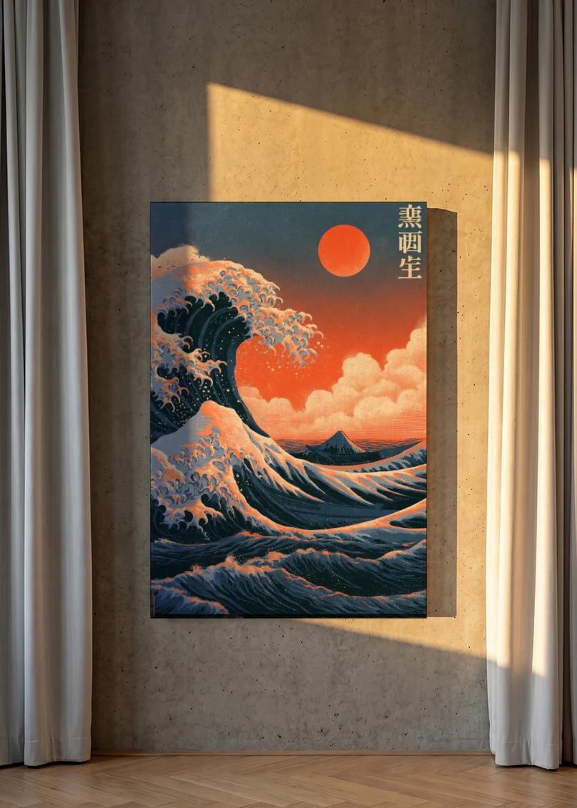 Akustikbillede med Japan Retro-motiv nr. 88 – i lyst rum