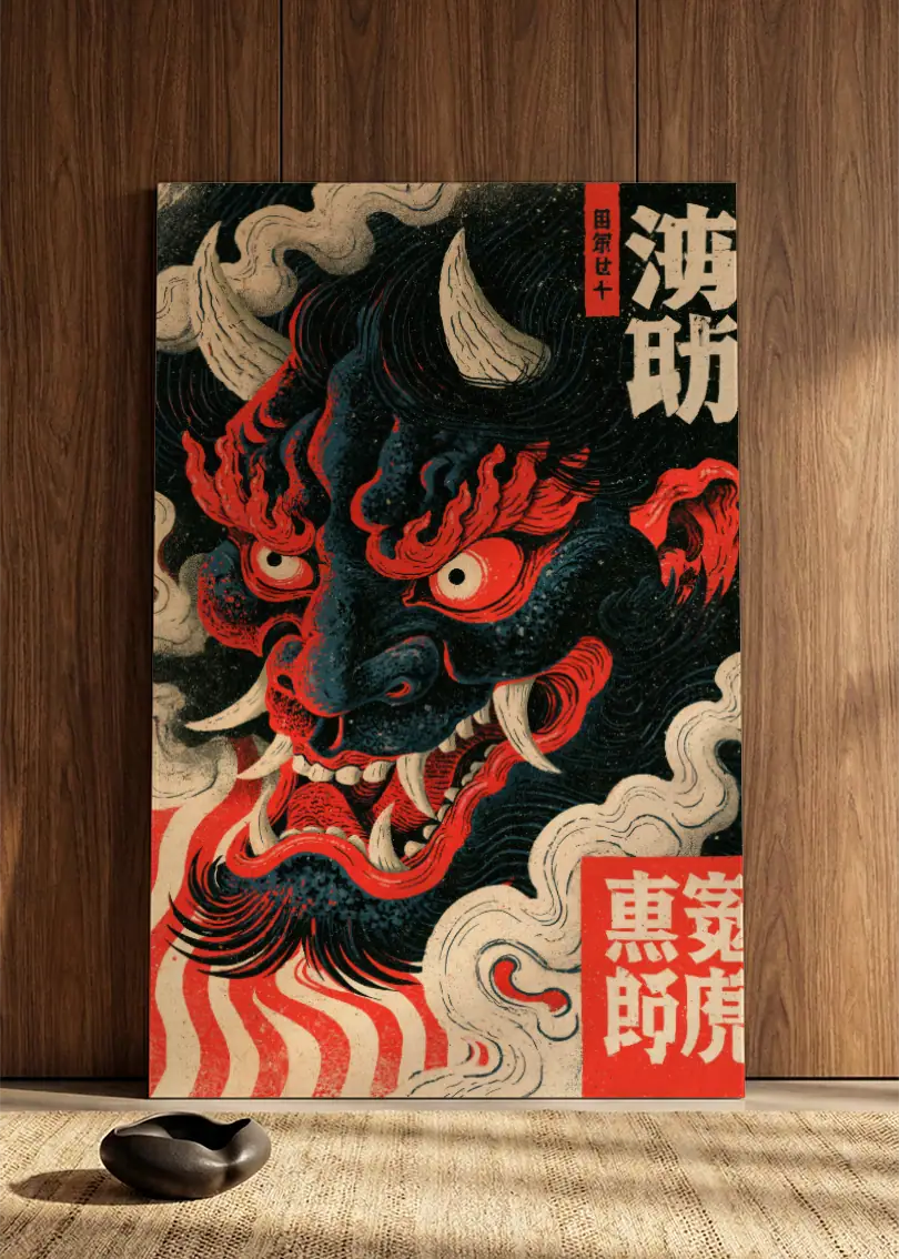 Akustikbillede med Japan Retro-motiv nr. 8 – i spisestuen