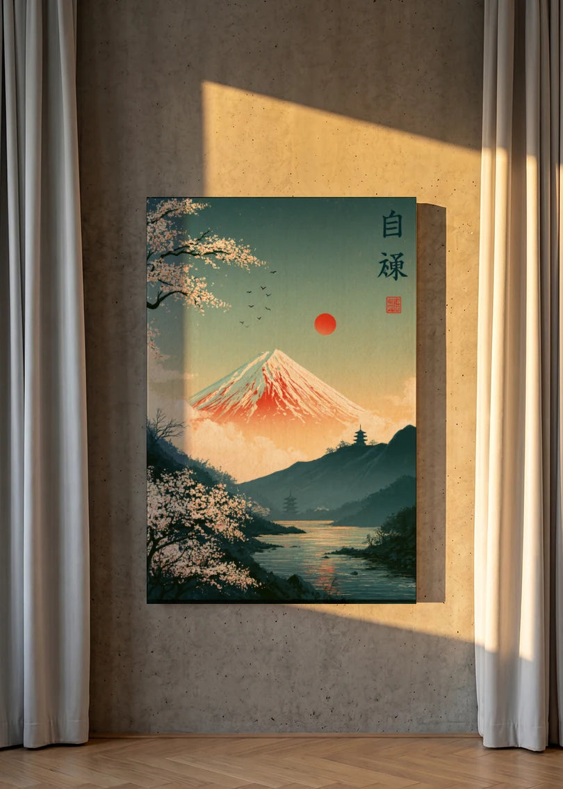 Akustikbillede med Japan Retro-motiv nr. 91 – i lyst rum