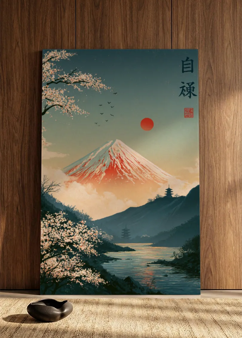 Akustikbillede med Japan Retro-motiv nr. 91 – i spisestuen