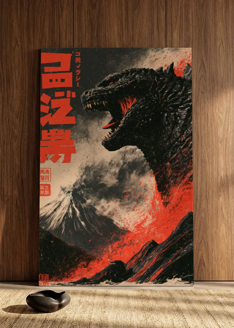 Akustikbillede med Japan Retro-motiv nr. 9 – i spisestuen