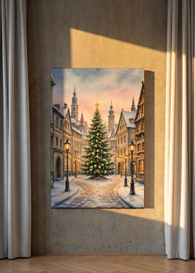 Akustikbillede med Juleplakat-motiv nr. 7 – i stuen