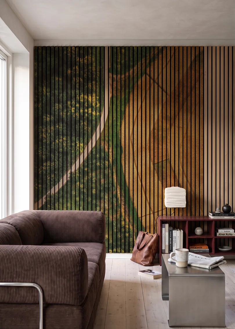 Akustikpanel med Landscapes-motiv nr. 3 – i stuen