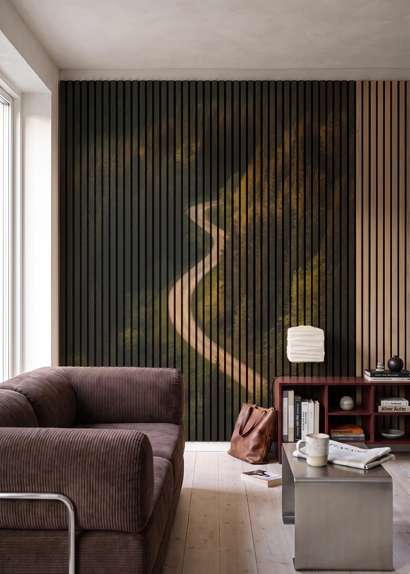 Akustikpanel med Landscapes-motiv nr. 9 – i stuen