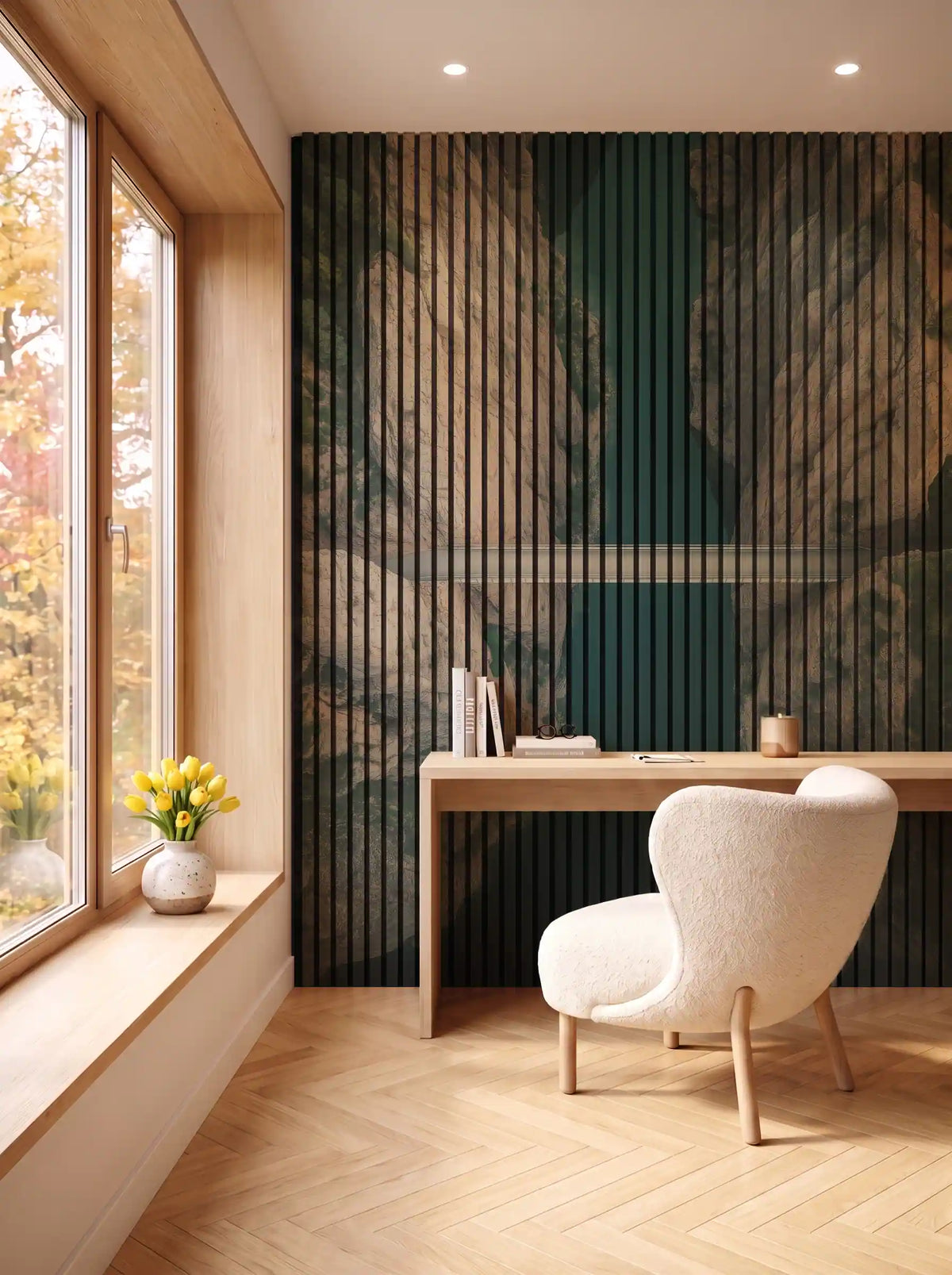 Akustikpanel med Landscapes-motiv nr. 14 – i spisestuen