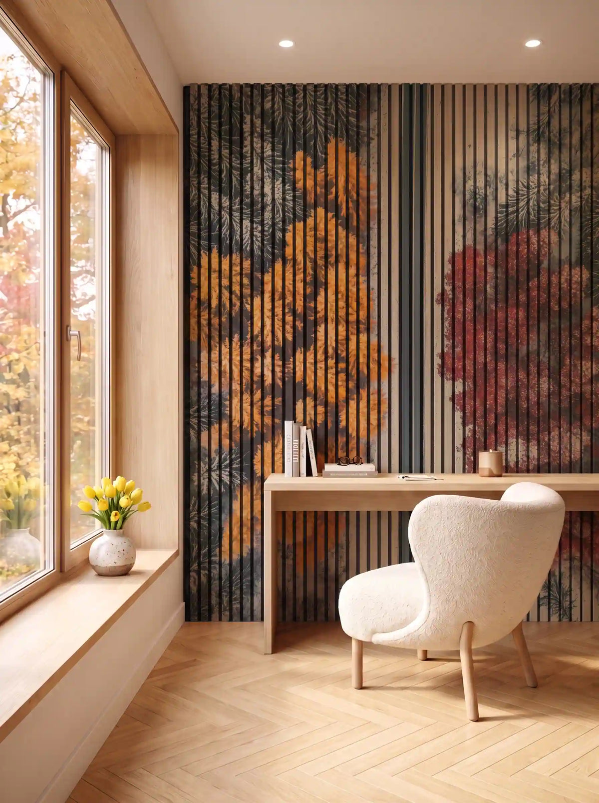 Akustikpanel med Landscapes-motiv nr. 16 – i spisestuen
