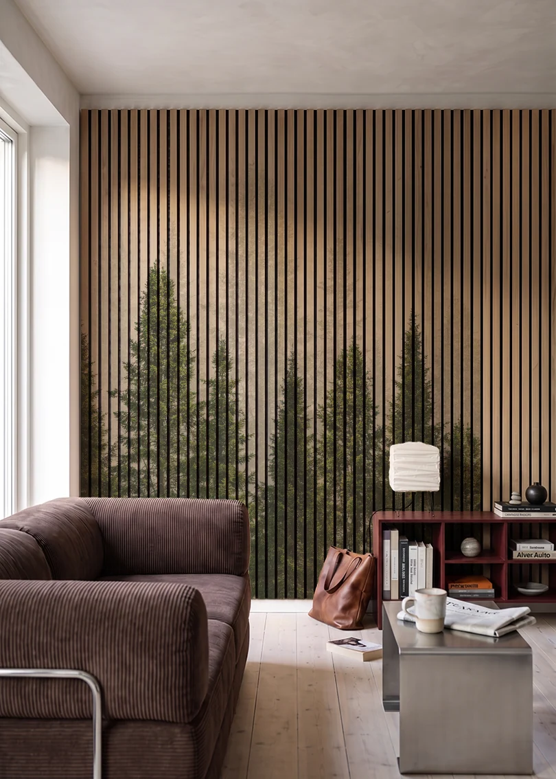 Akustikpanel med Landscapes-motiv nr. 19 – i stuen