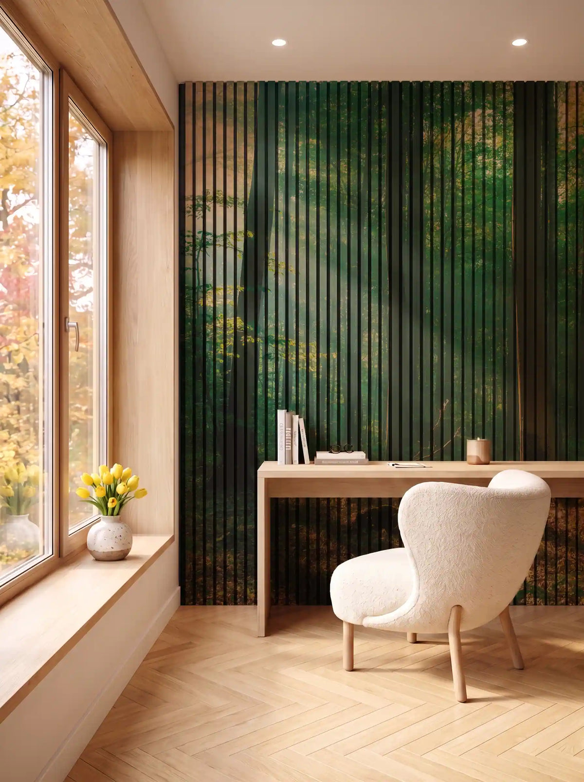 Akustikpanel med Landscapes-motiv nr. 27 – i spisestuen