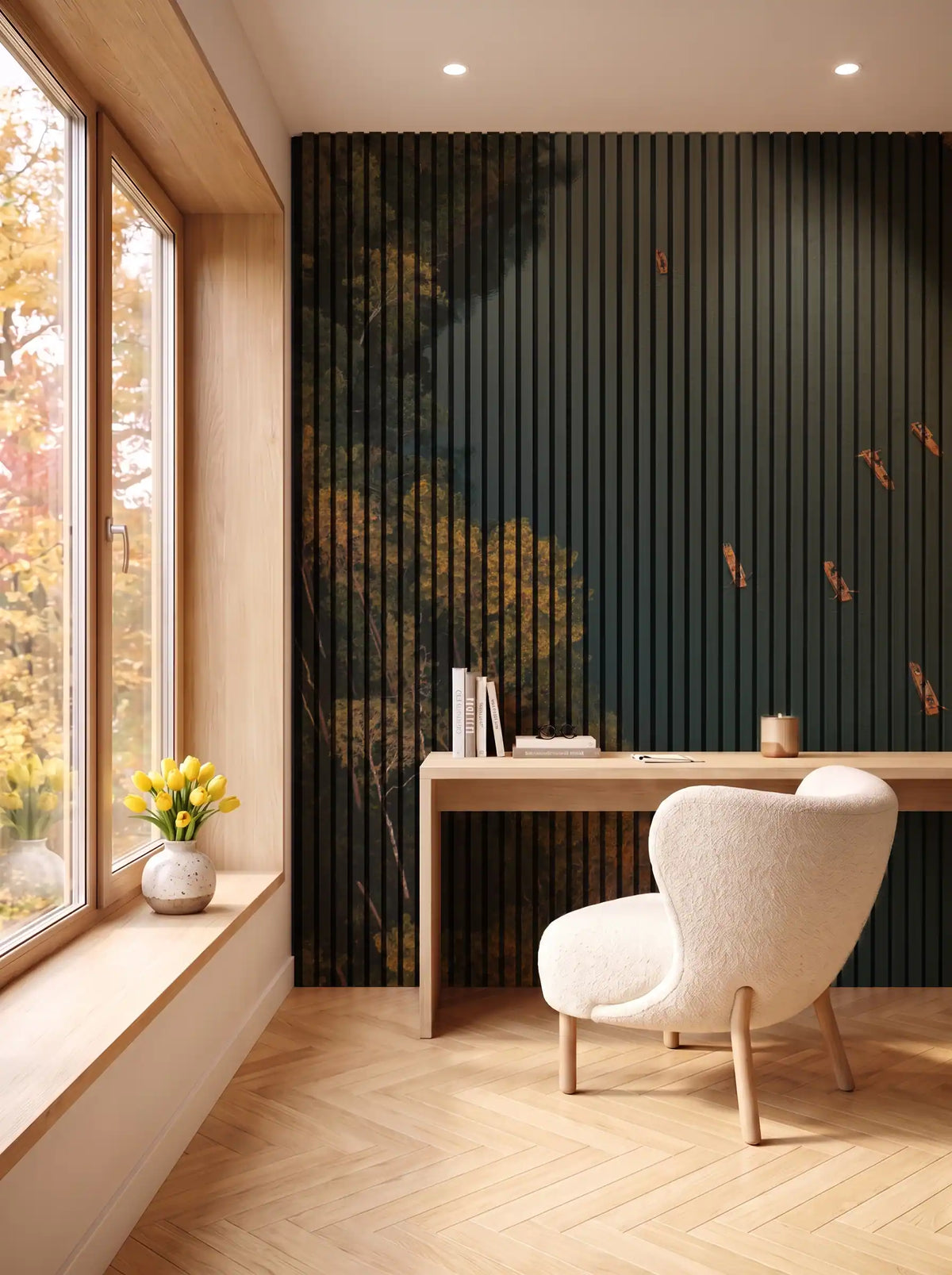 Akustikpanel med Landscapes-motiv nr. 31 – i spisestuen