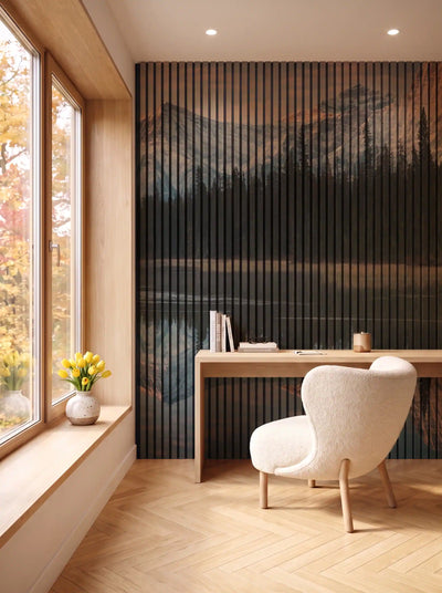 Akustikpanel med Landscapes-motiv nr. 34 – i spisestuen