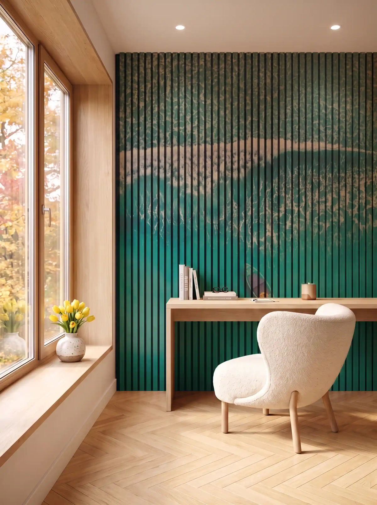 Akustikpanel med Landscapes-motiv nr. 41 – i spisestuen