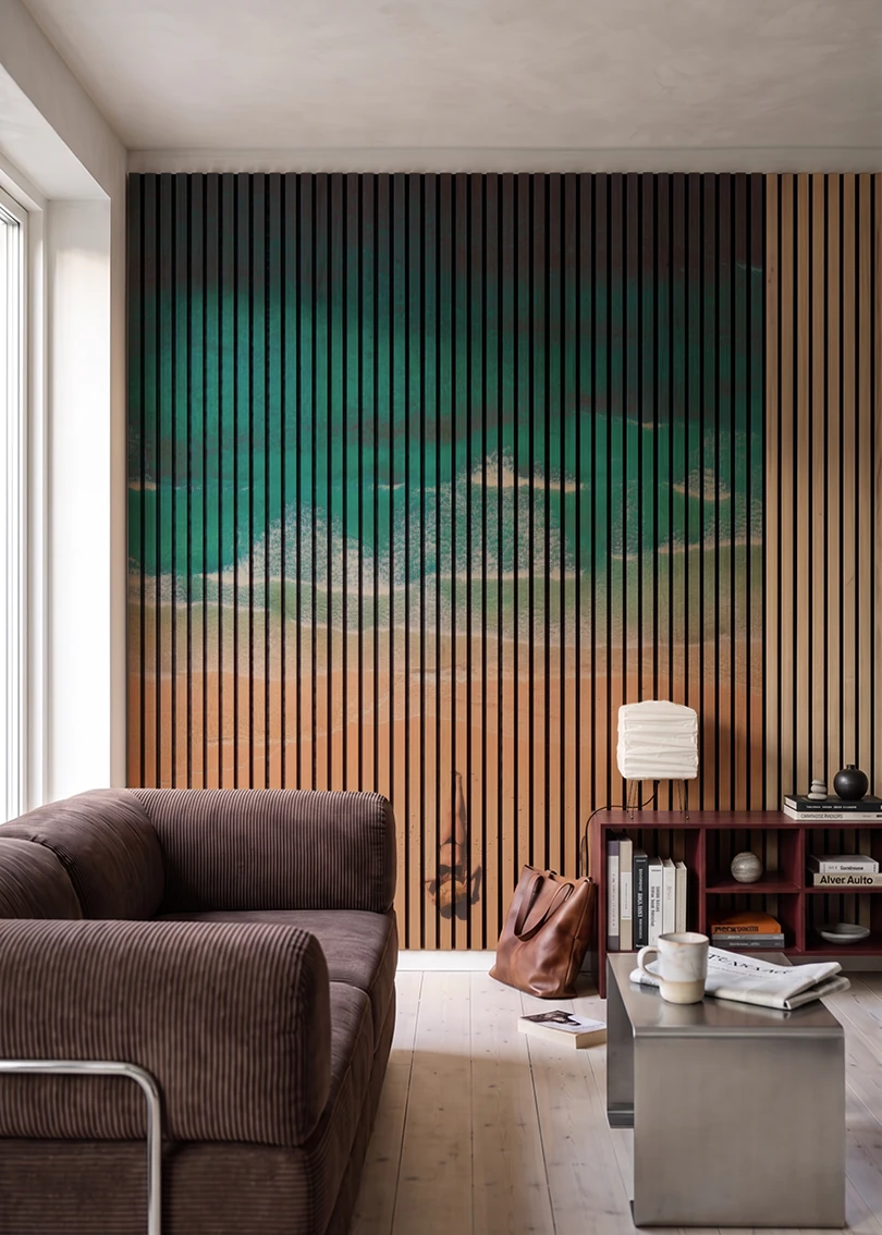 Akustikpanel med Landscapes-motiv nr. 48 – i stuen