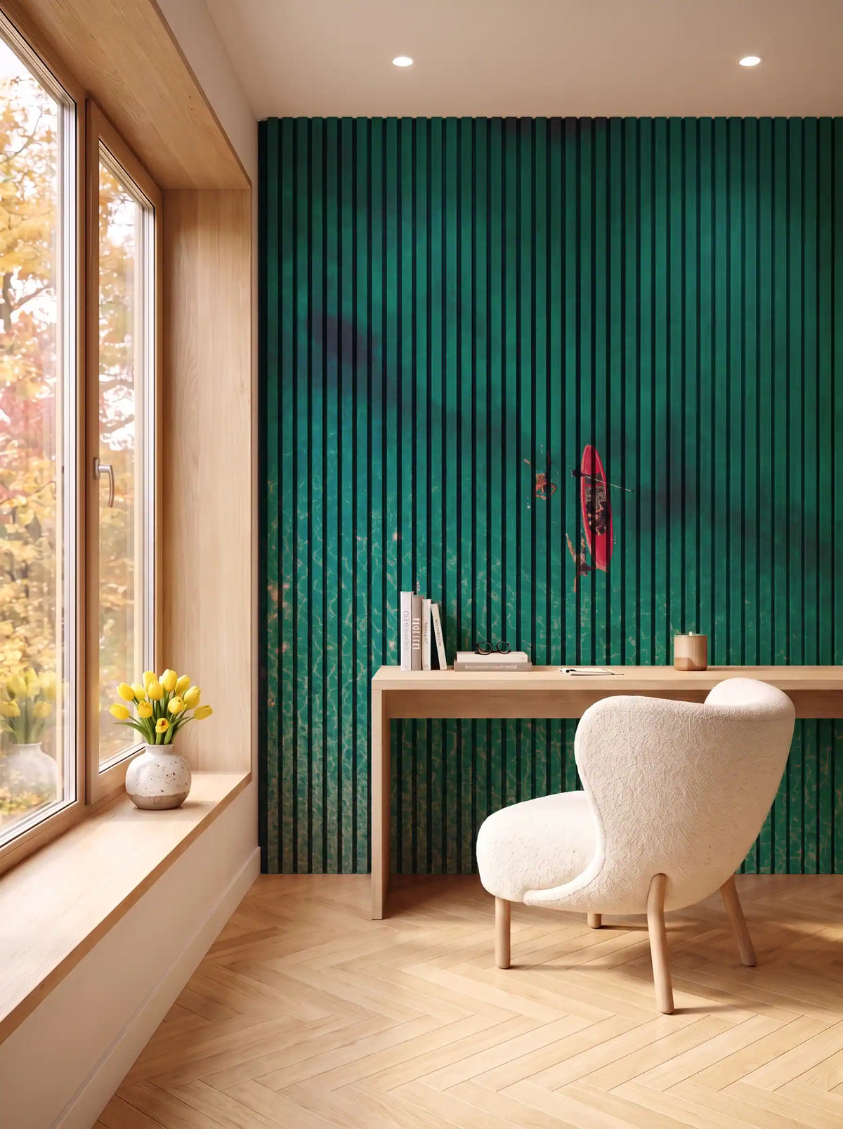 Akustikpanel med Landscapes-motiv nr. 54 – i spisestuen