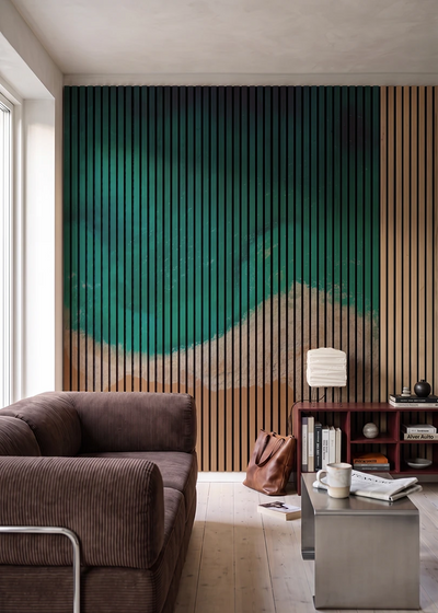Akustikpanel med Landscapes-motiv nr. 62 – i stuen