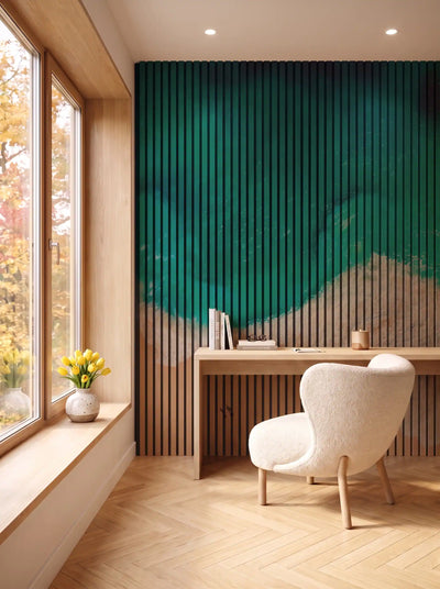 Akustikpanel med Landscapes-motiv nr. 62 – i spisestuen