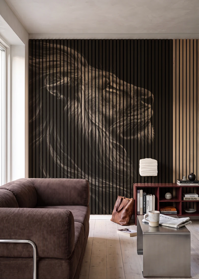 Akustikpanel med Lions-motiv nr. 16 – i stuen