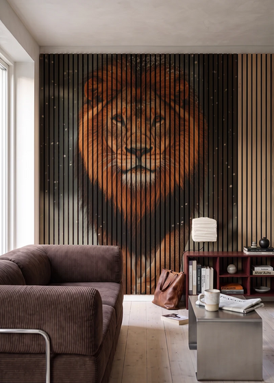 Akustikpanel med Lions-motiv nr. 19 – i stuen