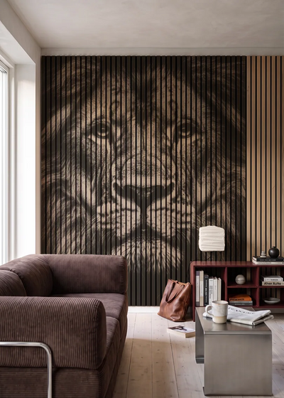 Akustikpanel med Lions-motiv nr. 21 – i stuen