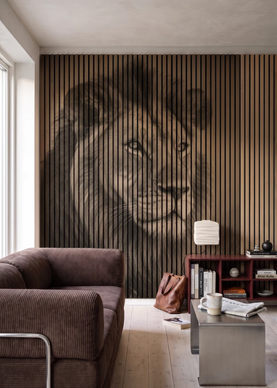 Akustikpanel med Lions-motiv nr. 26 – i stuen