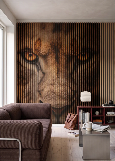 Akustikpanel med Lions-motiv nr. 31 – i stuen