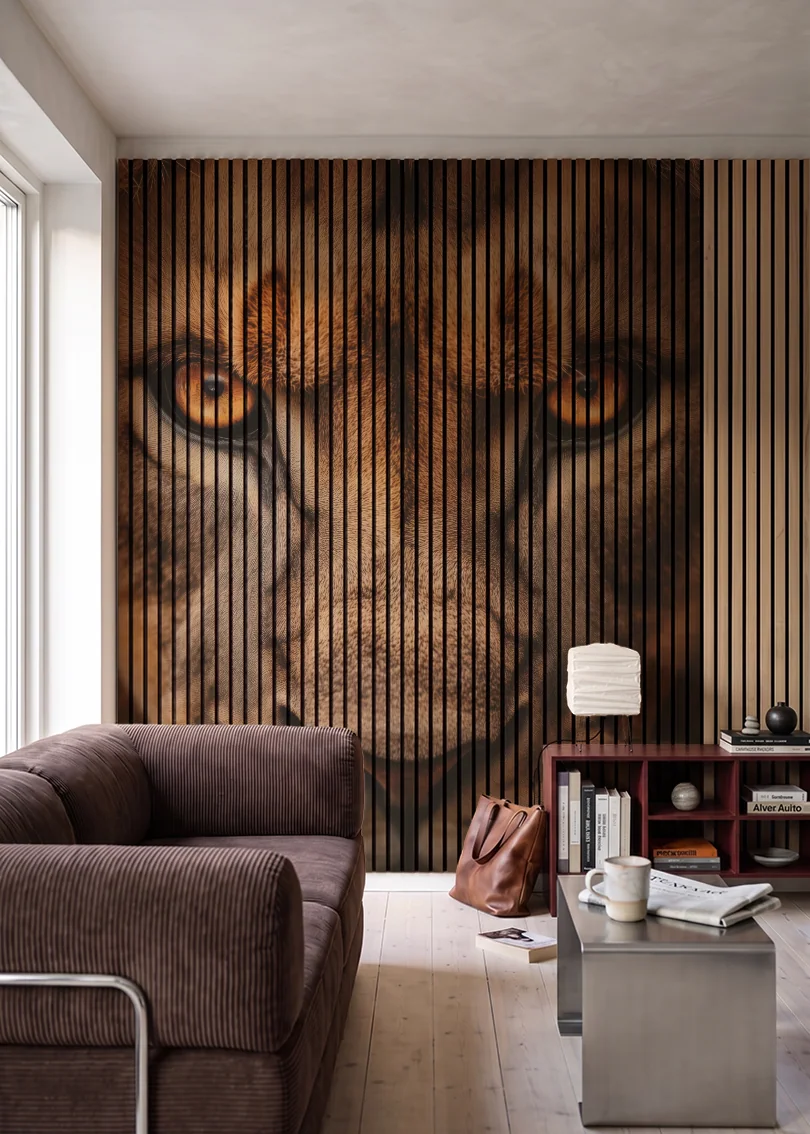 Akustikpanel med Lions-motiv nr. 31 – i stuen