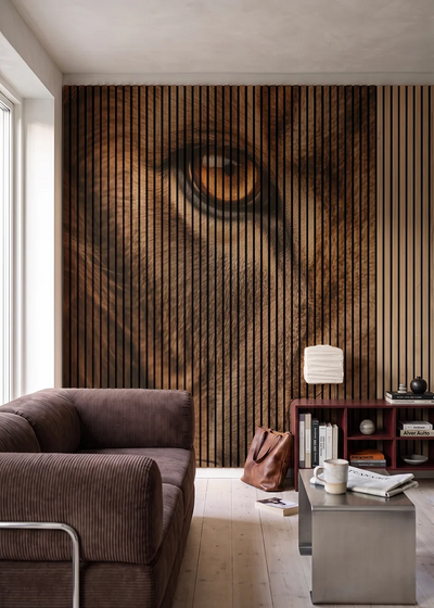 Akustikpanel med Lions-motiv nr. 32 – i stuen