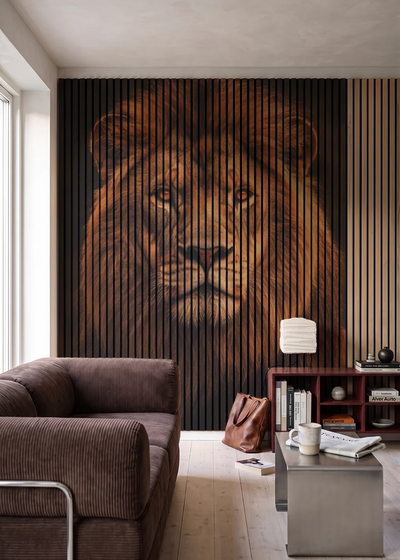 Akustikpanel med Lions-motiv nr. 33 – i stuen