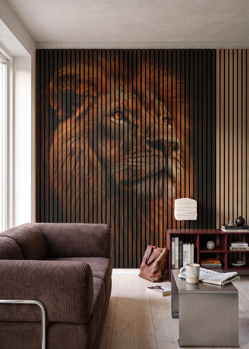 Akustikpanel med Lions-motiv nr. 35 – i stuen