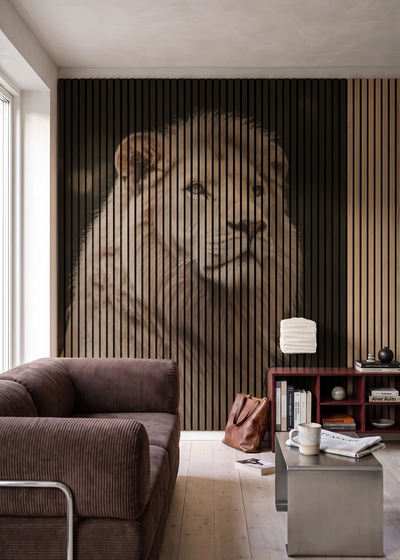 Akustikpanel med Lions-motiv nr. 42 – i stuen