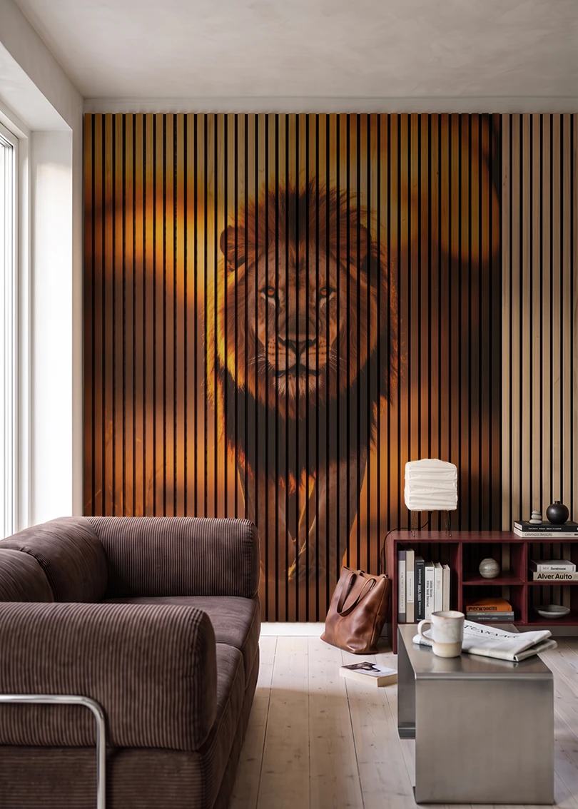 Akustikpanel med Lions-motiv nr. 51 – i stuen
