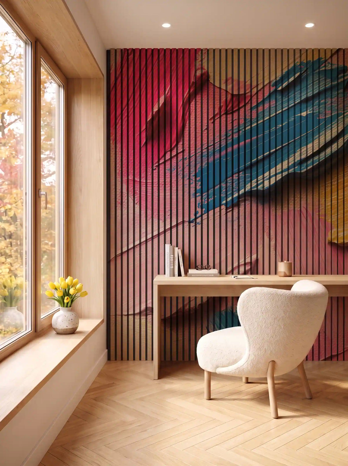 Akustikpanel med Oil Paint-motiv nr. 11 – i spisestuen