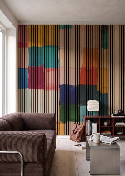 Akustikpanel med Oil Paint-motiv nr. 15 – i stuen