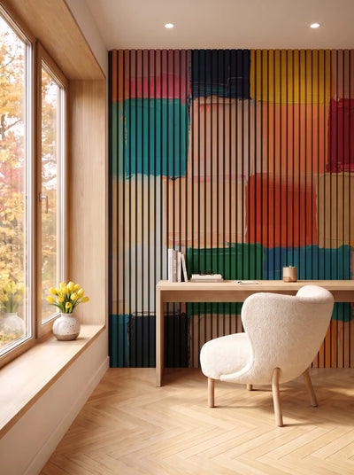 Akustikpanel med Oil Paint-motiv nr. 16 – i spisestuen