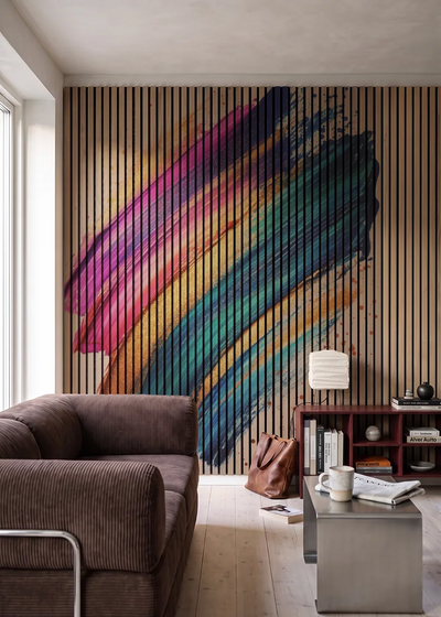 Akustikpanel med Oil Paint-motiv nr. 20 – i stuen